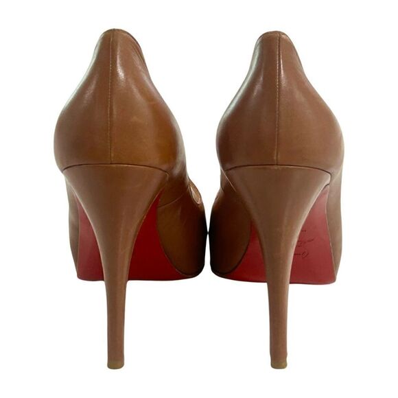 Christian Louboutin Very Prive 120 Peep-Toe  Heels Luggage Brown Size 39/9 - Picture 8 of 17